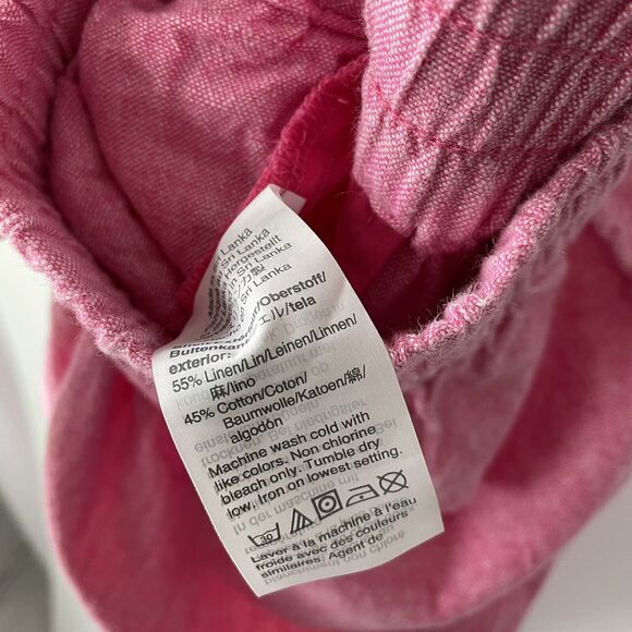 J.Crew Linen Pants Drawstring Tapered Leg Valentine's Day Pink Pockets Size 2 - Picture 9 of 10